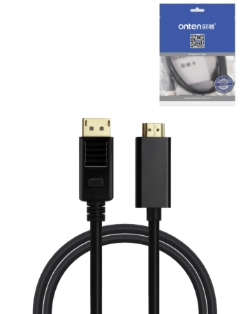 Onten Display Cable for DP Male to HDMI (BLACK) (6ft) (Only Ground Shipping)