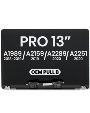 LCD Assembly for MacBook Pro 13" A1989 (2018-2019) / A2159 (2019) / A2289 / A2251 (2020) (OEM Pull B Grade) (SPACE GRAY)