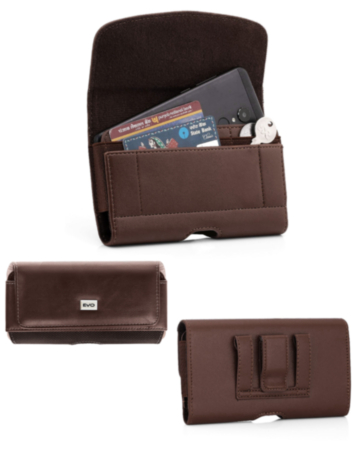 EVO 6" Horizontal Texture Leather Pouch - BROWN (Only Ground Shipping)