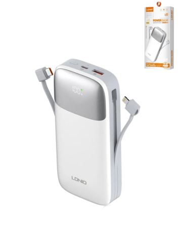 LDNIO PQ20 Power Bank with Digital Display (WHITE) (20000 mAh / 22.5W) (Only Ground Shipping)