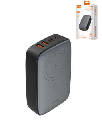 LDNIO Q4010 2x USB A+ 2x USB C Desktop + Wireless Charger (140W) (BLACK) (Only Ground Shipping)