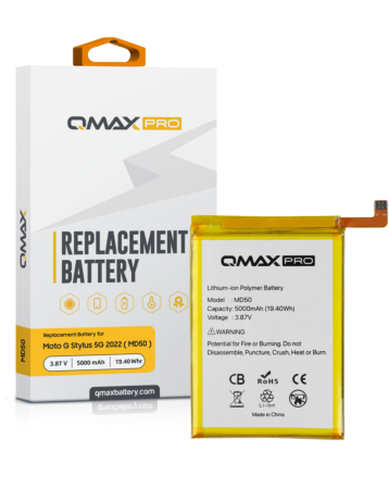 QMAX Pro Replacement Battery for Motorola Moto G Stylus 5G (XT2131 / 2021) / G Stylus 4G (XT2211 / 2022) / G Stylus 5G (XT2215 / 2022) /Moto G Stylus 5G (XT2517- 1 / 2 / 3 / 2025) (5000 mAh) (MD50) (Only Ground Shipping)