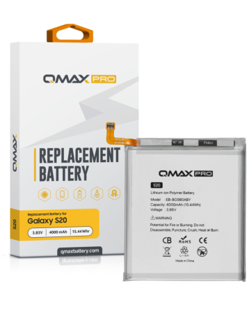 QMAX Pro Replacement Battery for Galaxy S20 (Compatible with Verizon 5G UW Model) (4000 mAh) (EB-BG980ABY) (Only Ground Shipping)