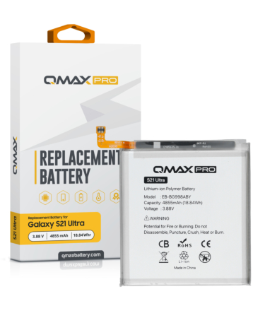 QMAX Pro Replacement Battery for Galaxy S21 Ultra (4855 mAh) (EB-BG998ABY) (Only Ground Shipping)