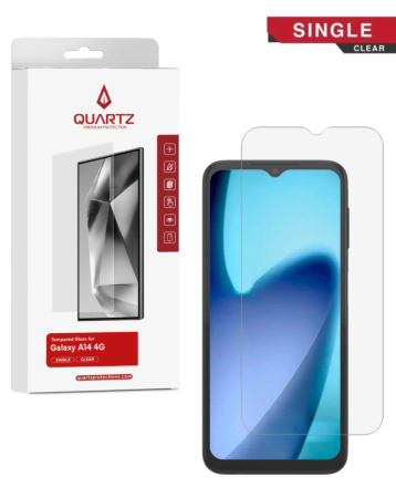 QUARTZ Clear Tempered Glass for Galaxy A14 4G (A145P / A145R / 2023) / A14 5G (A146U / A146P / A146B / 2023) (Single Pack)
