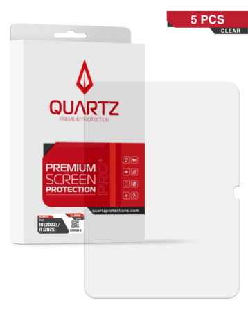 QUARTZ Clear Tempered Glass for iPad 10 (2022) / iPad 11 (2025) / iPad 12 (2026) (Pack of 5)