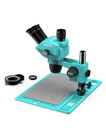 RF4 RF6565 Pro 6.5-65X Synchronous Zoom Trinocular Stereo Microscope with RF-D2 Aluminum Alloy Base (Only Ground Shipping)