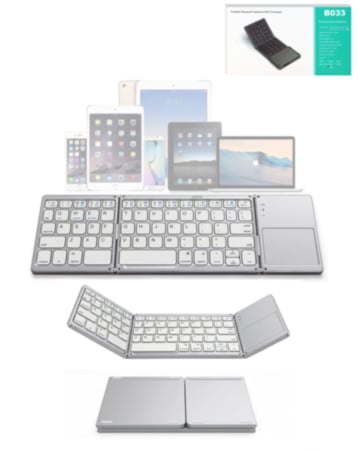 63 Keys Foldable Bluetooth Keyboard with Touchpad (SILVER) (Only Ground Shipping)