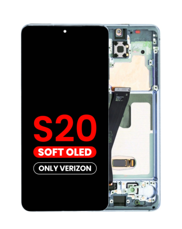 Shop the OLED assembly with frame for the Galaxy S20 G980 and G981, Verizon UW, in Cloud Blue, Aftermarket OLED.
