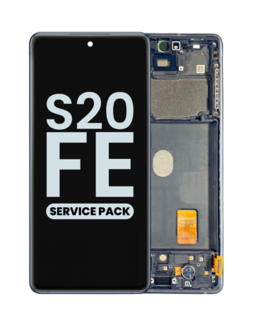Stock up on the OLED Assembly with Frame for Galaxy S20 FE G780 in Cloud Navy, Service Pack.
