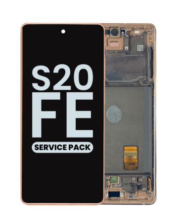 Stock up on the OLED Assembly with Frame for Galaxy S20 FE G780 in Cloud Orange, Service Pack.