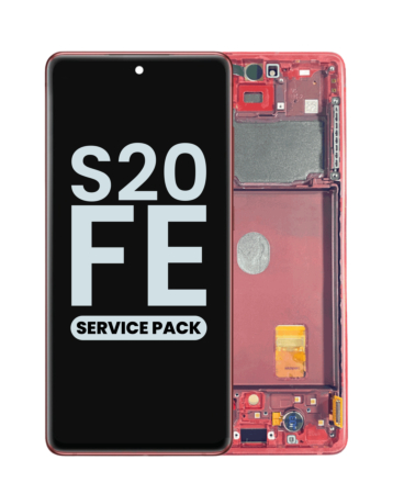 Order the OLED Assembly with Frame for Galaxy S20 FE G780 in Cloud Red, Service Pack.