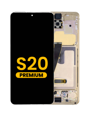 Buy the OLED assembly with frame for the Galaxy S20 G980 and G981, not compatible with Verizon, in Cloud White, Premium.
