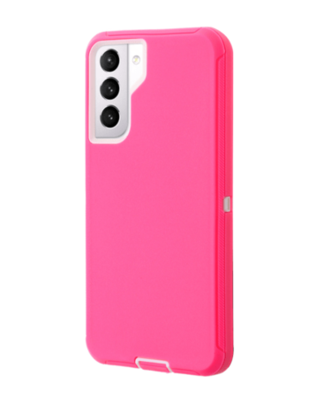 Heavy Duty Case for Galaxy S21 Plus (HOT PINK & WHITE) (Only Ground Shipping)