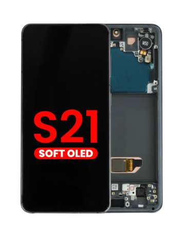 Order the OLED Assembly with Frame for Galaxy S21 G991 in Phantom Black, Aftermarket OLED.
