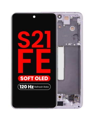 OLED Assembly with Frame for Galaxy S21 FE (G990) (LAVENDER) (Aftermarket Plus Soft Oled / 120Hz)