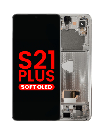 Order the OLED Assembly with Frame for Galaxy S21 Plus 5G G996 in Phantom Silver, Aftermarket OLED.