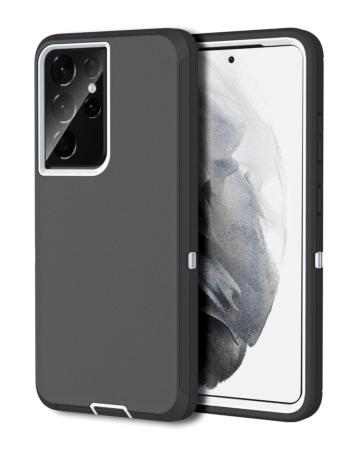 Heavy Duty Case for Galaxy S21 Ultra (BLACK & WHITE) (Only Ground Shipping)