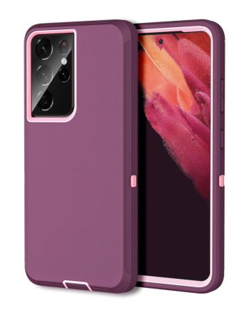 Heavy Duty Case for Galaxy S21 Ultra (MAROON & PINK) (Only Ground Shipping)
