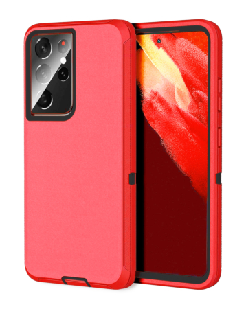 Heavy Duty Case for Galaxy S21 Ultra (RED & BLACK) (Only Ground Shipping)