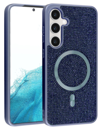 Wireless Charging Bling Diamond Crystal Case - BLUE for Galaxy S23FE (Only Ground Shipping)