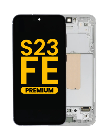 Shop the OLED Assembly with Frame for Galaxy S23 FE 5G S711 in cream, premium edition.
