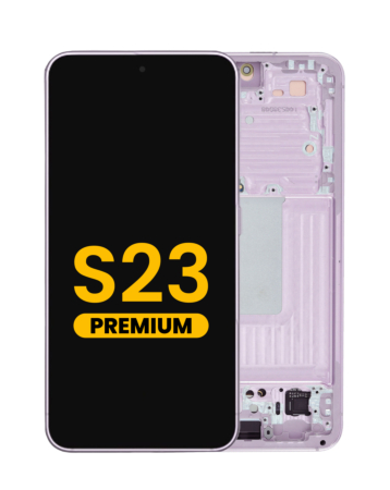 Grab wholesale deals on the OLED assembly with frame for Galaxy S23 S911 in pink. Premium.
