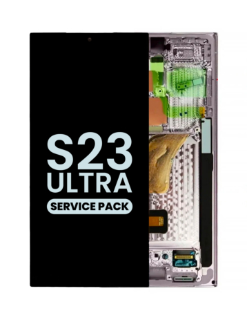 Stock up on the OLED assembly with frame for Galaxy S23 Ultra S918 in lavender. Service pack.