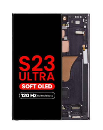 OLED Assembly with Frame for Galaxy S23 Ultra (S918) (PHANTOM BLACK) (Aftermarket Pro Soft Oled / 120HZ)