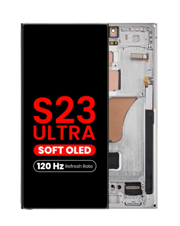 OLED Assembly with Frame for Galaxy S23 Ultra (S918) (CREAM) (Aftermarket Pro Soft Oled / 120HZ)