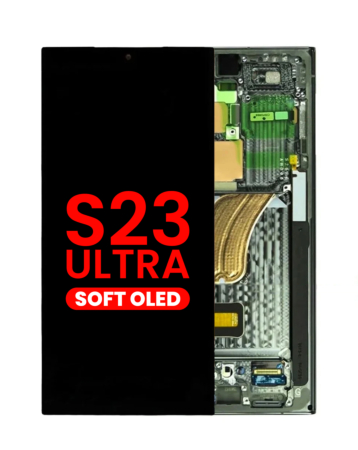 Order the OLED assembly with frame for Galaxy S23 Ultra S918 in green. Aftermarket OLED.