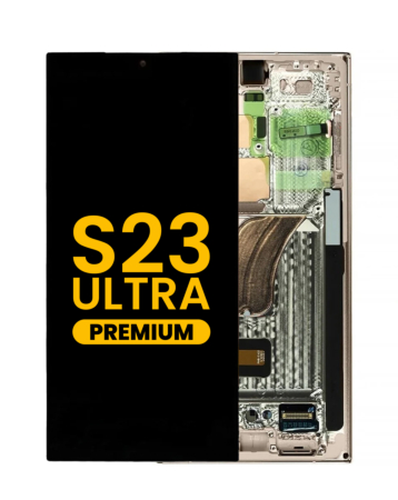 Order the OLED assembly with frame for Galaxy S23 Ultra S918 in cream. Premium quality.