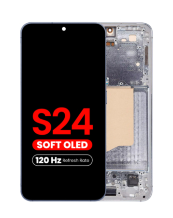 OLED Assembly with Frame for Galaxy S24 (S921) (SAPPHIRE BLUE) (Aftermarket Plus Soft Oled / 120Hz)