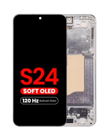 OLED Assembly with Frame for Galaxy S24 (S921) (MARBLE GRAY) (Aftermarket Plus Soft Oled / 120Hz)