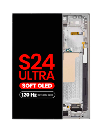 OLED Assembly with Frame for Galaxy S24 Ultra (S928) (TITANIUM GRAY) (Aftermarket Plus Soft Oled / 120Hz)