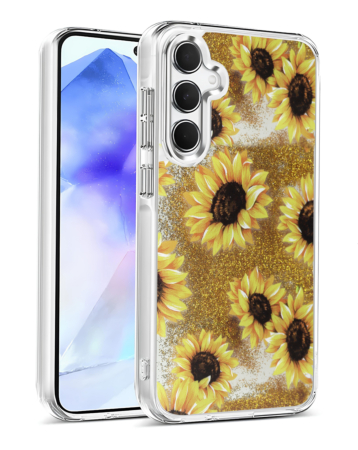 Liquid Quicksand Glitter Cover Case - SUNFLOWER for Galaxy S24 / S25 (Only Ground Shipping)