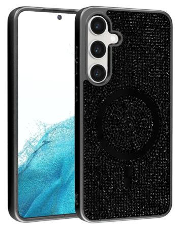 Wireless Charging Bling Diamond Crystal Case - BLACK for Galaxy S24 / S25 (Only Ground Shipping)