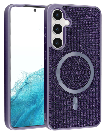 Wireless Charging Bling Diamond Crystal Case - PURPLE for Galaxy S24 / S25 (Only Ground Shipping)