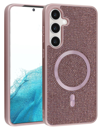 Wireless Charging Bling Diamond Crystal Case - ROSE GOLD for Galaxy S24 / S25 (Only Ground Shipping)