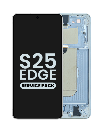 Stock up on the OLED Assembly with Frame for Galaxy S25 Edge, model S937, in titanium silver, service pack.