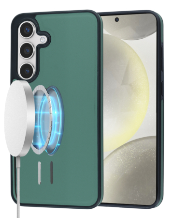 Leather Design Wireless Charging Case for Galaxy S25FE (DARK GREEN) (Only Ground Shipping)