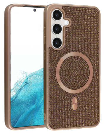 Wireless Charging Bling Diamond Crystal Case - GOLD for Galaxy S25 Plus (Only Ground Shipping)