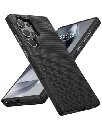 Shock Absorption Protective Dual Layer Case - BLACK for Galaxy S25 Ultra (Only Ground Shipping)