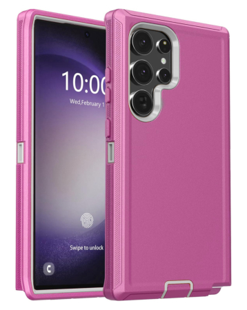 Heavy Duty Case for Galaxy S25 Ultra (LIGHT PINK & WHITE) (Only Ground Shipping)