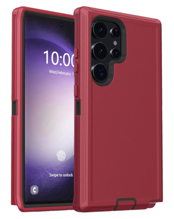 Heavy Duty Case for Galaxy S25 Ultra (RED & BLACK) (Only Ground Shipping)