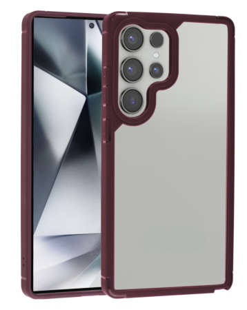 Luxury Shockproof Clear Case - DARK RED for Galaxy S25 Ultra (Only Ground Shipping)