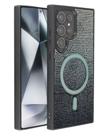 Wireless Charging Bling Diamond Crystal Case - BLACK for Galaxy S25 Ultra (Only Ground Shipping)