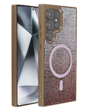 Wireless Charging Bling Diamond Crystal Case - GOLD for Galaxy S25 Ultra (Only Ground Shipping)