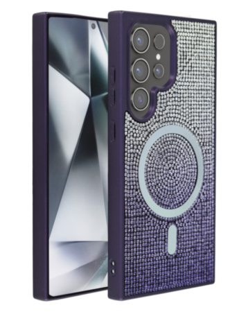 Wireless Charging Bling Diamond Crystal Case - PURPLE for Galaxy S25 Ultra (Only Ground Shipping)