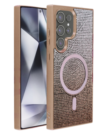 Wireless Charging Bling Diamond Crystal Case - ROSE GOLD for Galaxy S25 Ultra (Only Ground Shipping)